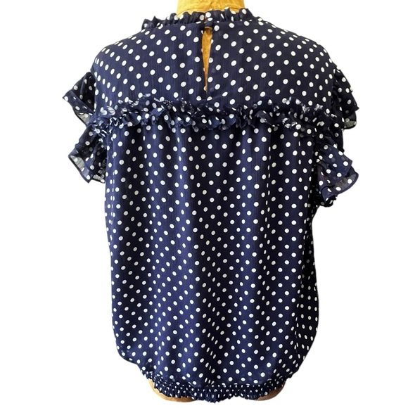 1. State Navy and White Polka Dot Blouse NWOT XL - Picture 4 of 8